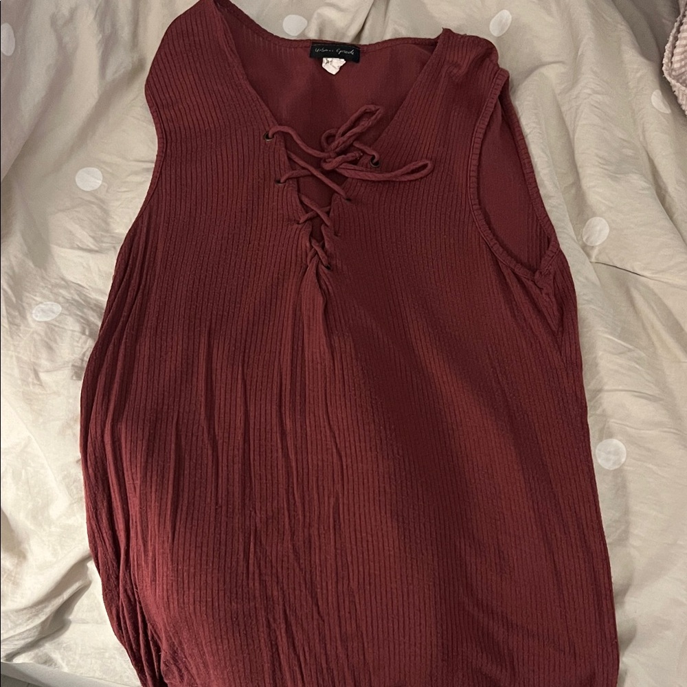 Knox Rose Burgundy Lace-Up Sleeveless Blouse